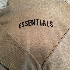 Essentials Knit Hoodie. Taupe, Size: XL.